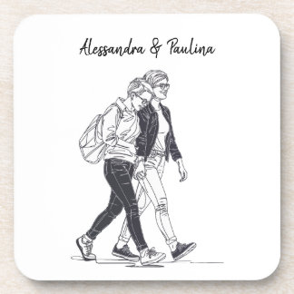 Dessous-de-verre Illustration de couple lesbien personnalisée march