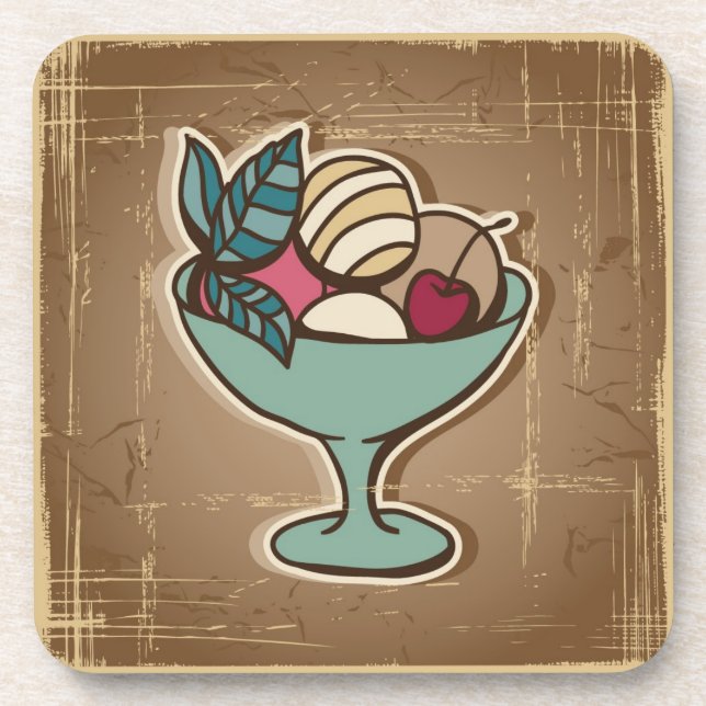 Dessous-de-verre Illustration de crème glacée dans le rétro style (Devant)