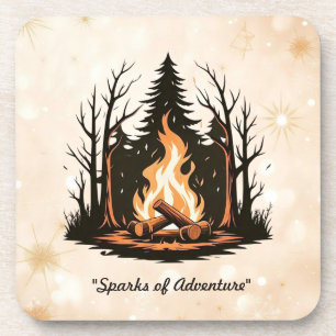 Dessous-de-verre "Illustration de feu de camp cosy"