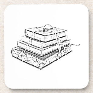 Dessous-de-verre Illustration de l'esquisse Vintage des livres empi