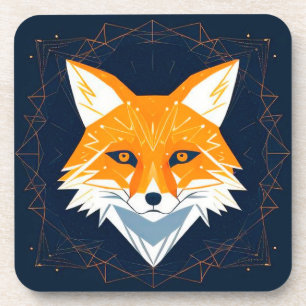 Dessous-de-verre Illustration de renard polygonal avec ornement cél