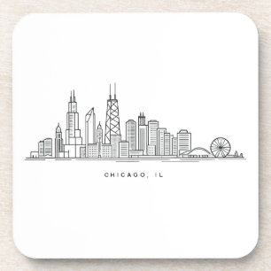 Dessous-de-verre Illustration du paysage urbain de Chicago IL