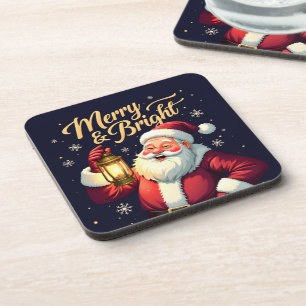 Dessous-de-verre Illustration du Père Noël joyeux et lumineux tenan