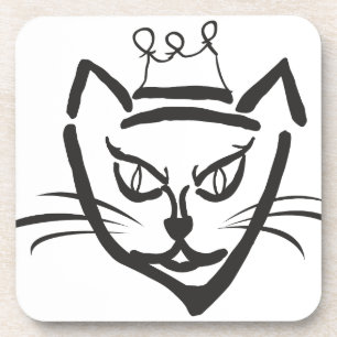 Dessous-de-verre Illustration du roi chat, noir