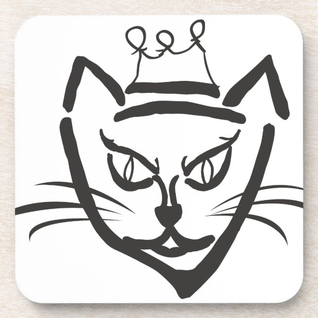 Dessous-de-verre Illustration du roi chat, noir (Devant)