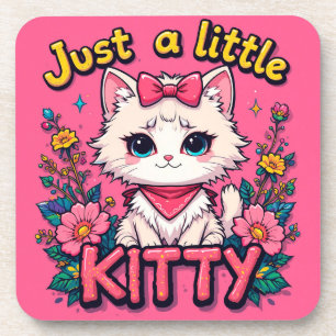 Dessous-de-verre Illustration d'un adorable chaton blanc