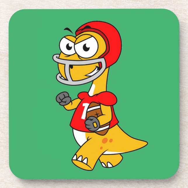 Dessous-de-verre Illustration D'Un Brontosaurus Jouant Au Football. (Devant)