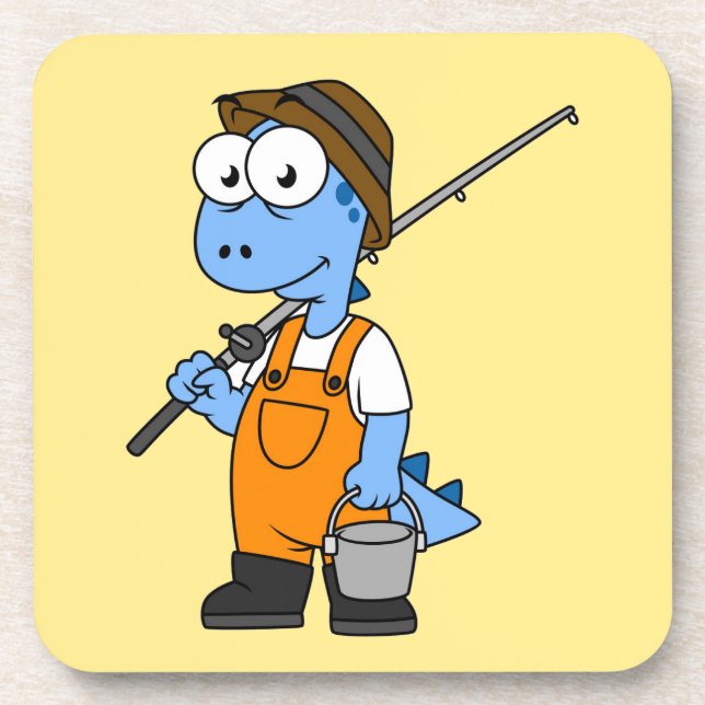 Dessous-de-verre Illustration D'Un Pêcheur D'Allosaurus. (Devant)