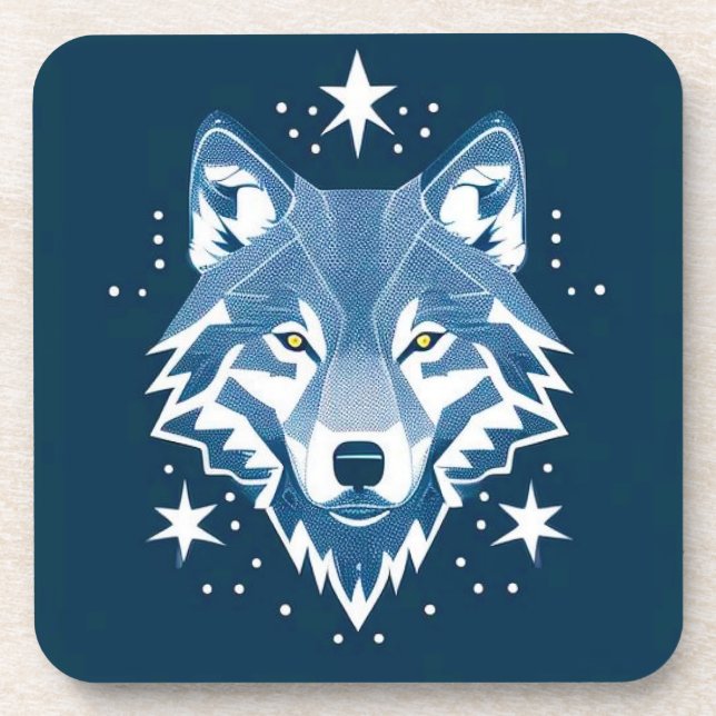 Dessous-de-verre Illustration géométrique de loup (Devant)
