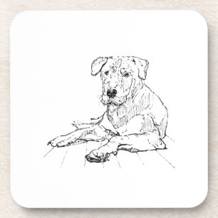 Dessous-de-verre Illustration minimaliste de l'amour pour les chien