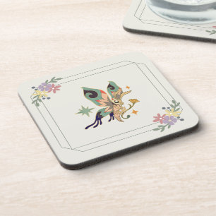 Dessous-de-verre Illustration Papillon, Art Graphique Fée Beige