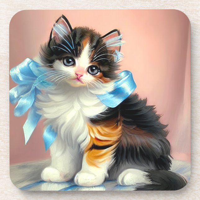 Dessous-de-verre Illustration vintage Calico Kitten (Devant)