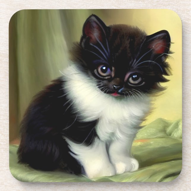 Dessous-de-verre Illustration vintage Tuxedo Kitten (Devant)