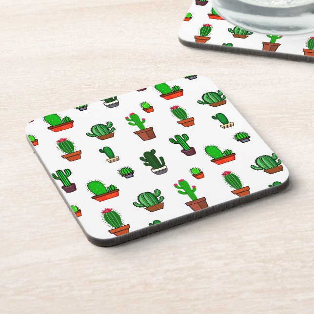 Dessous-de-verre Illustrations de cactus mignons sur fond blanc (Côté gauche)