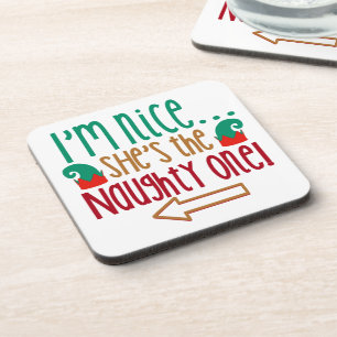Dessous-de-verre Im Nice Shes Naughty Elf Casquette