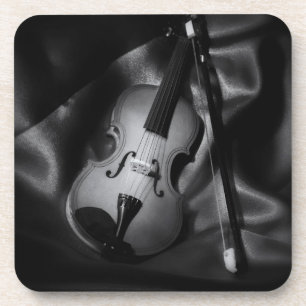 Dessous-de-verre Image en noir et blanc d'un violon nature morte