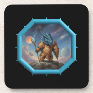 Dessous-de-verre Image Fantastique Petit Dragon Bleu En Armure De B