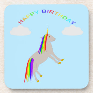 Dessous-de-verre Imaginaire Anniversaire Unicorne arc-en-ciel et nu