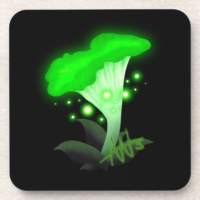 Dessous-de-verre Imaginaire Chanterelle Champignon vert brillant (Devant)