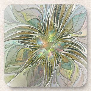 Dessous-de-verre Imaginaire Floral Fleur Art Fractal Moderne Avec O