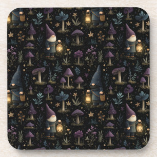 Dessous-de-verre Imaginaire foncé Gnome et Motif de champignons