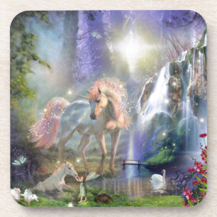 Dessous-de-verre imaginaire mère licorne et bébé