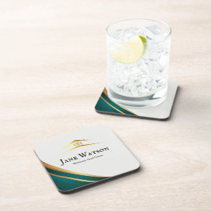 Dessous-de-verre Immobilier Vert et Doré Moderne