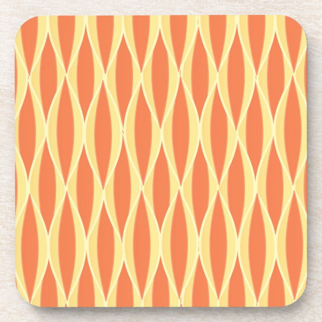 Dessous-de-verre Impression à ruban du milieu du siècle - orange et (Devant)