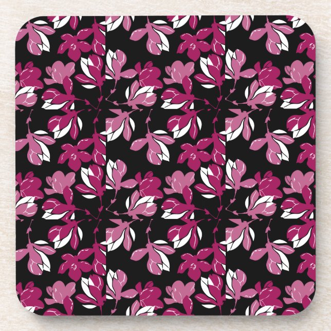Dessous-de-verre Impression botanique de magnolia rose (Devant)