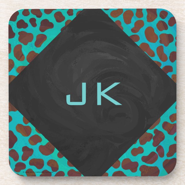 Dessous-de-verre Impression Brown et Turquoise dalmate (Devant)