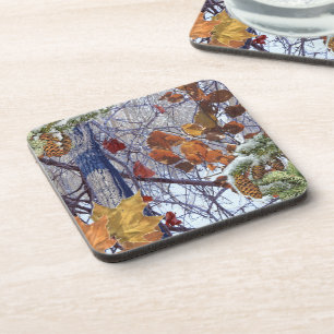 Dessous-de-verre Impression Camion de la première forêt d'hiver de
