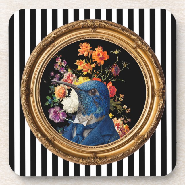 Dessous-de-verre Impression d'art mural portrait de colibri (Devant)