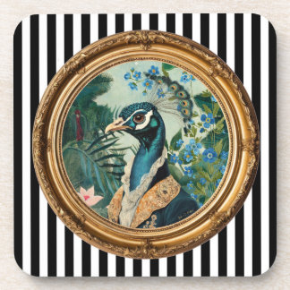 Dessous-de-verre Impression d'art portrait de paon dans un cadre do
