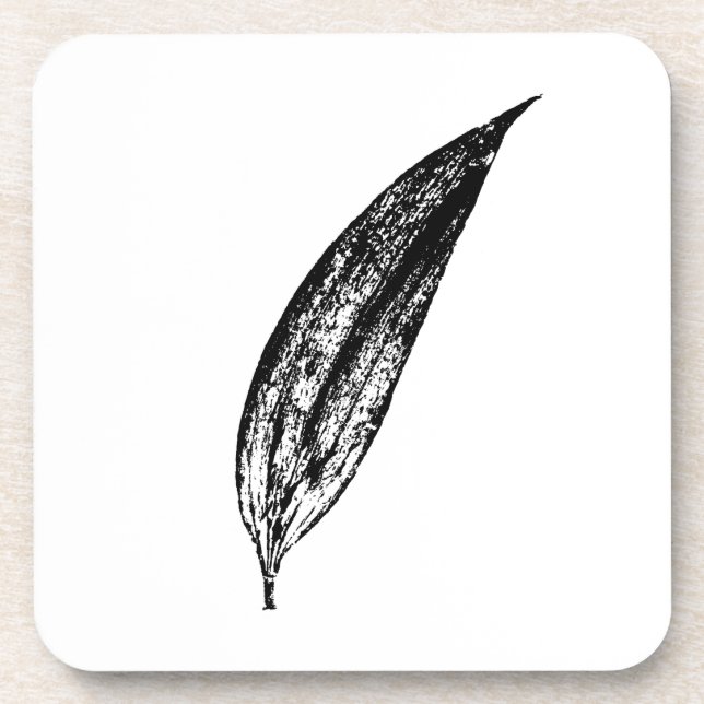 Dessous-de-verre Impression de feuille de lys blanc et noir (Devant)