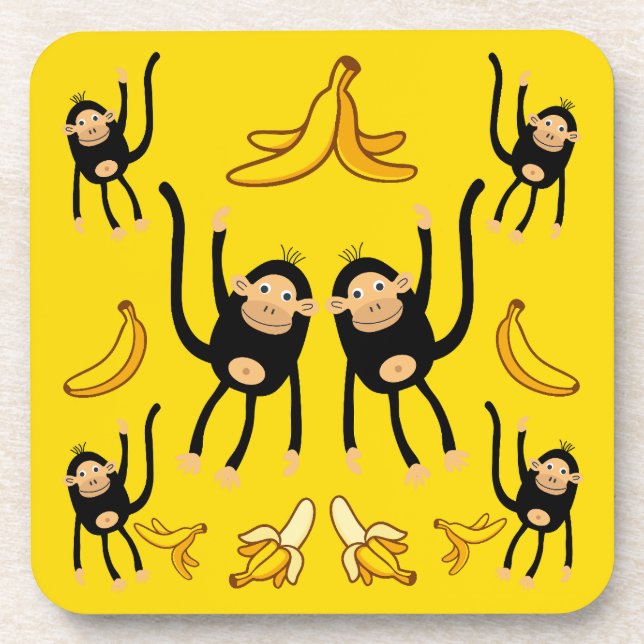 Dessous-de-verre Impression De Singe Et De Banane (Devant)