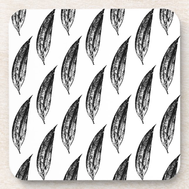Dessous-de-verre Impression feuille de lys noir et blanc (Devant)