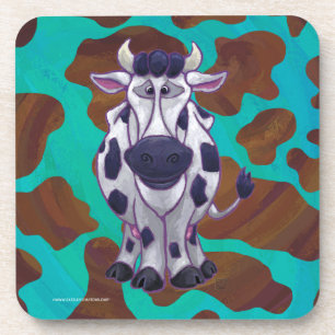 Dessous-de-verre Impression marron et sarcelle sur vache