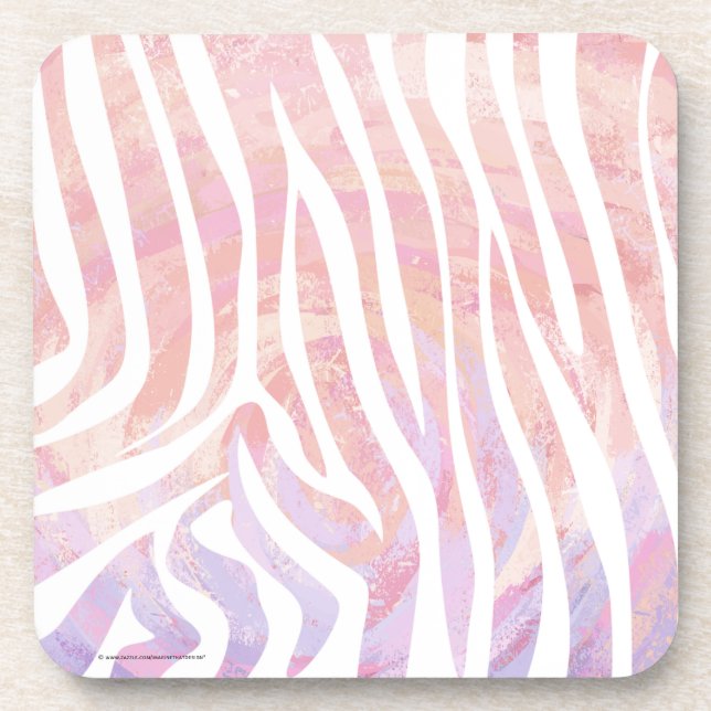 Dessous-de-verre Impression rose et blanc Zebra (Devant)