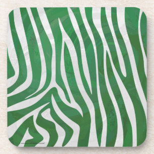 Dessous-de-verre Impression verte et blanche Zebra