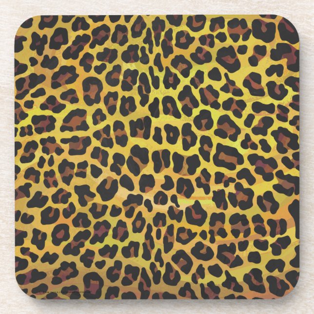 Dessous-de-verre Imprimé Brun et Jaune de Léopard (Devant)