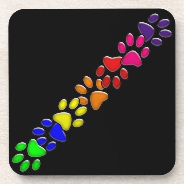 Dessous-de-verre imprimé de chat arc-en-ciel (Devant)