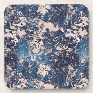 Dessous-de-verre Indigo Cream Marble Motif Élégant et élégant