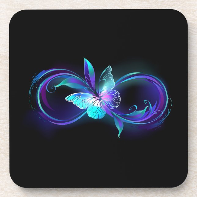 Dessous-de-verre Infinité brillante avec papillon magique (Devant)