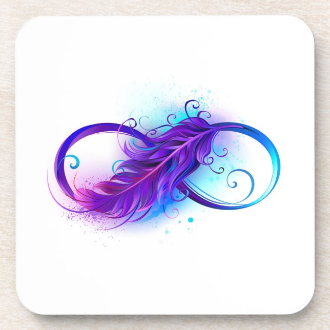 Dessous-de-verre Infinity with purple feather (Devant)
