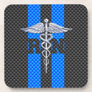 Dessous-de-verre Infirmière inscrite RN Caduceus Carbon Fiber Style