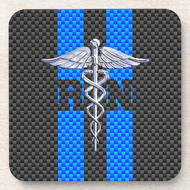 Dessous-de-verre Infirmière inscrite RN Caduceus Carbon Fiber Style (Devant)