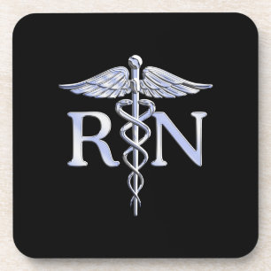 Dessous-de-verre Infirmière inscrite RN Caduceus Snakes Style sur n