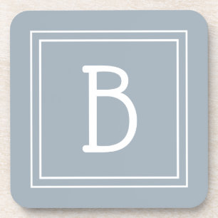 Dessous-de-verre Initiale monogrammée bleu et blanc style ferme mod