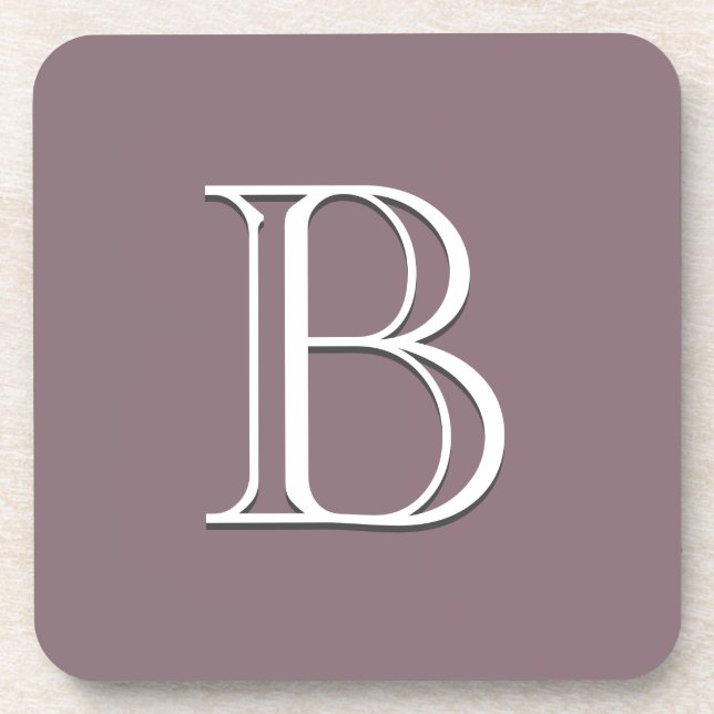 Dessous-de-verre Initiale personnalisée brodée violet et blanc mode (Devant)