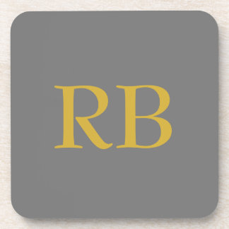 Dessous-de-verre Initiales du monogramme couleur or gris moderne